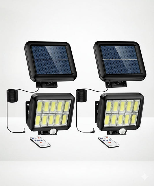 1+1 Lampa solara, LED, telecomanda, senzor de miscare si lumina, 260 LM, rezistenta la apa