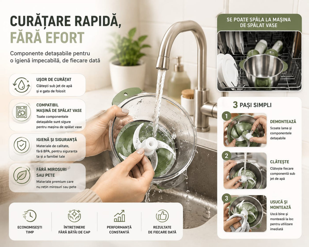Tocător Electric Multifuncțional 300W, Bol 3L, 4 Lame din Inox, 2 Viteze, Pentru Carne, Legume, Fructe și Alimente