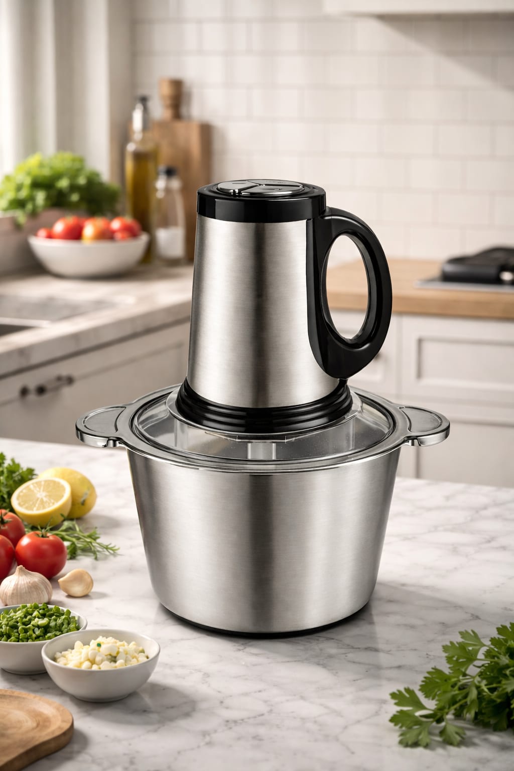 Blender si Tocator Electric Universal Bol 3L Inox, 4 Lame din otel de inalta calitate