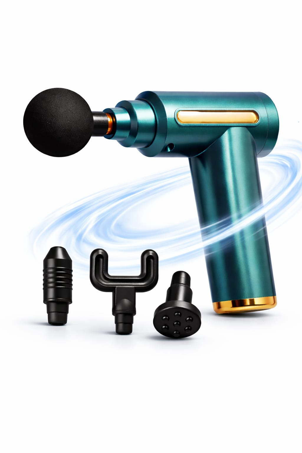 Aparat pentru Masaj Profesional Tip Pistol, cu reglare multi-nivel,4 Capete,3200 Percutii/Minut