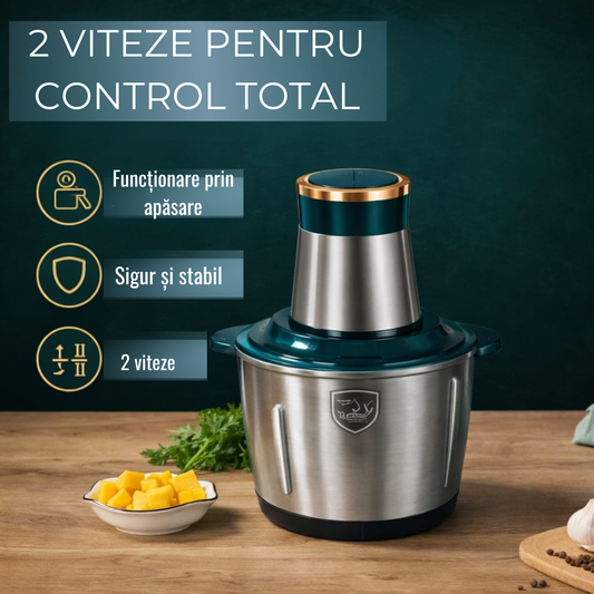 PACHET 1+1 GRATUIT: Set 2 Tocătoare Electrice Profesionale 3L- Ofertă Limitată