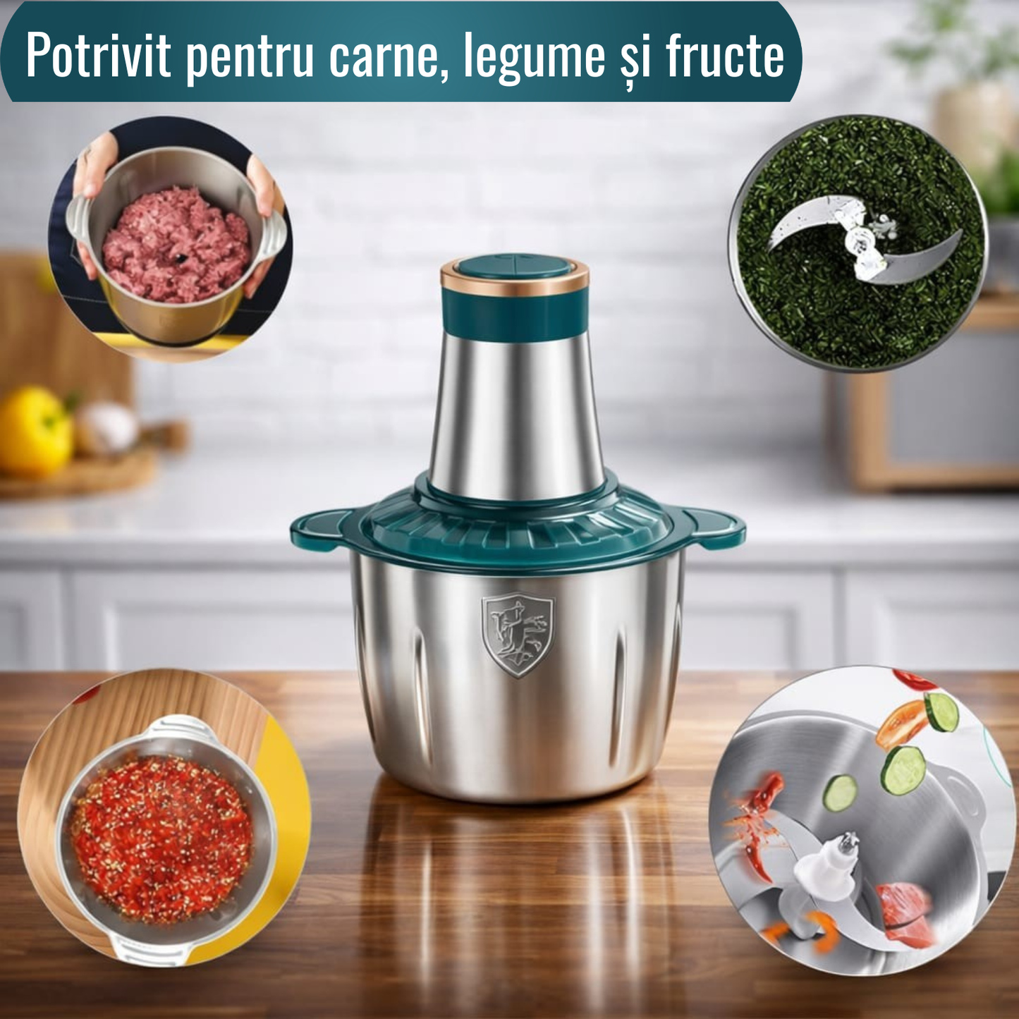 PACHET 1+1 GRATUIT: Set 2 Tocătoare Electrice Profesionale 3L- Ofertă Limitată