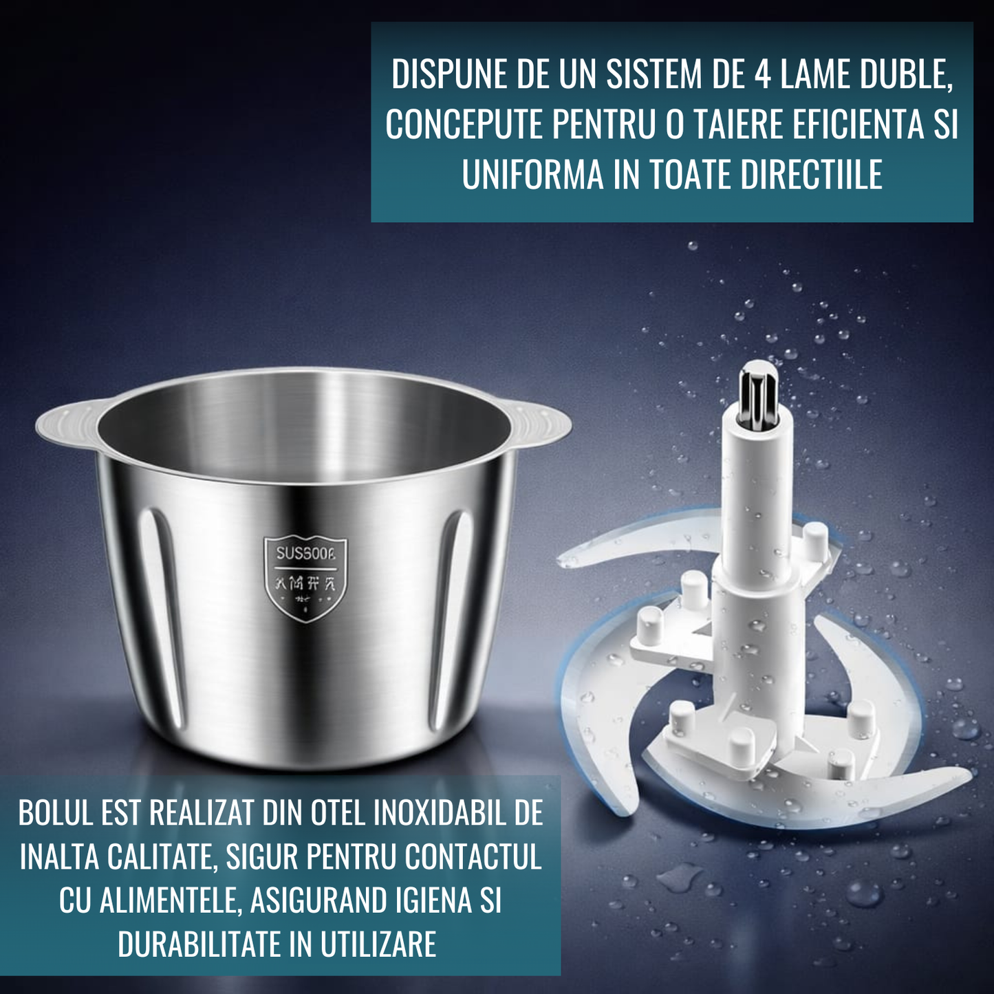 PACHET 1+1 GRATUIT: Set 2 Tocătoare Electrice Profesionale 3L- Ofertă Limitată