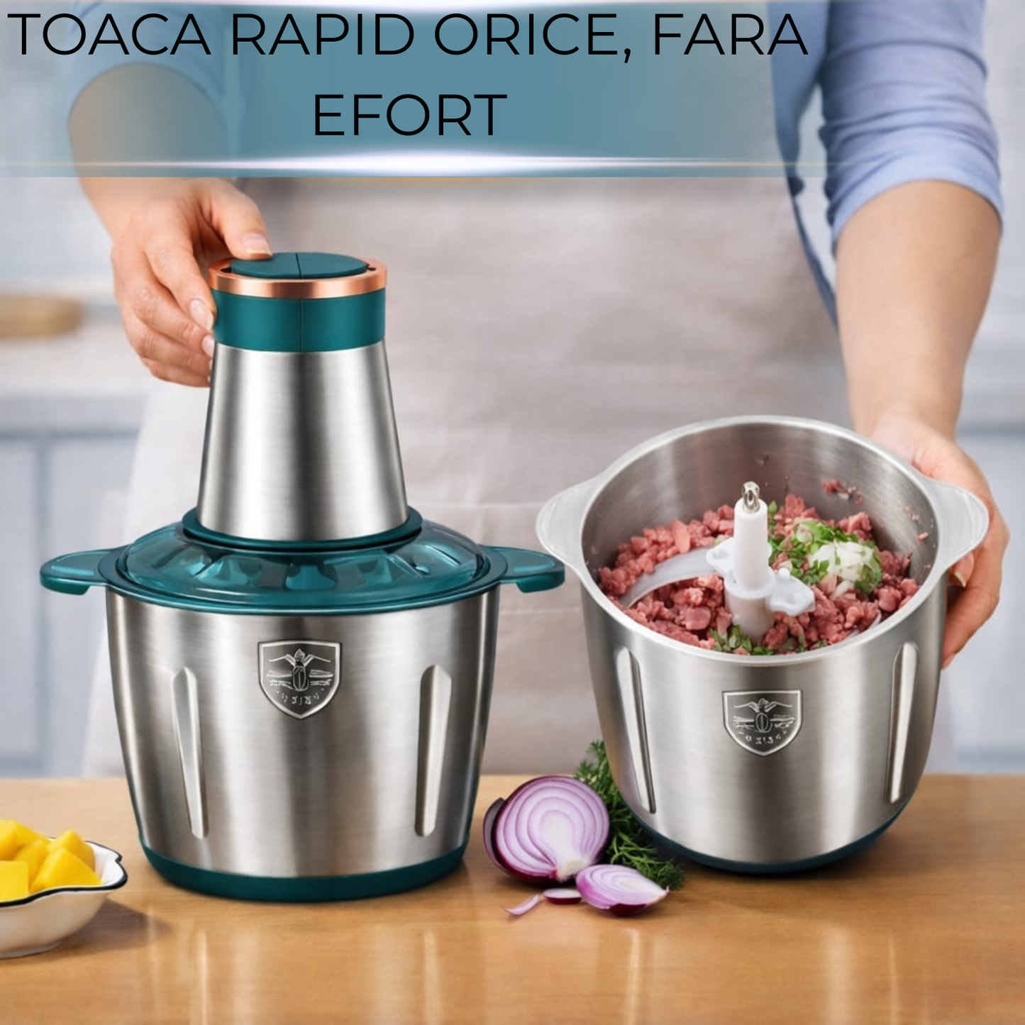 PACHET 1+1 GRATUIT: Set 2 Tocătoare Electrice Profesionale 3L- Ofertă Limitată
