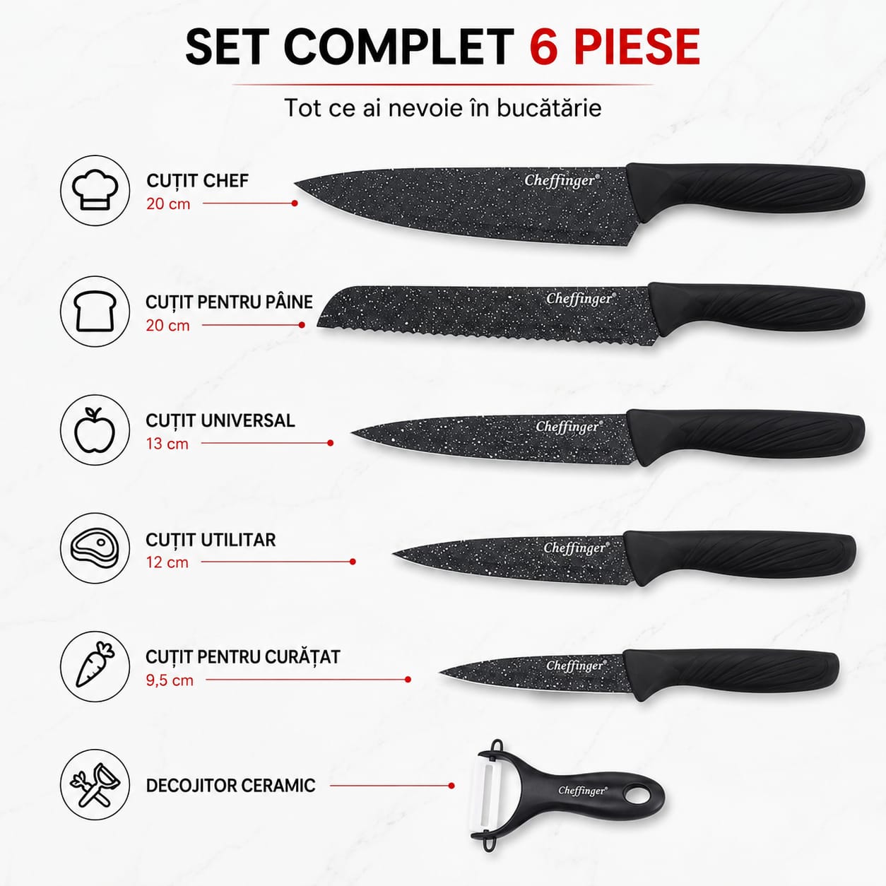 1 + 1 Set cutite 6 piese Calitate Superiora