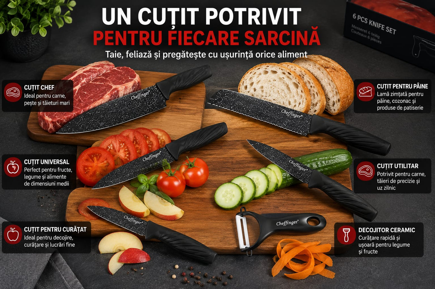 1 + 1 Set cutite 6 piese Calitate Superiora