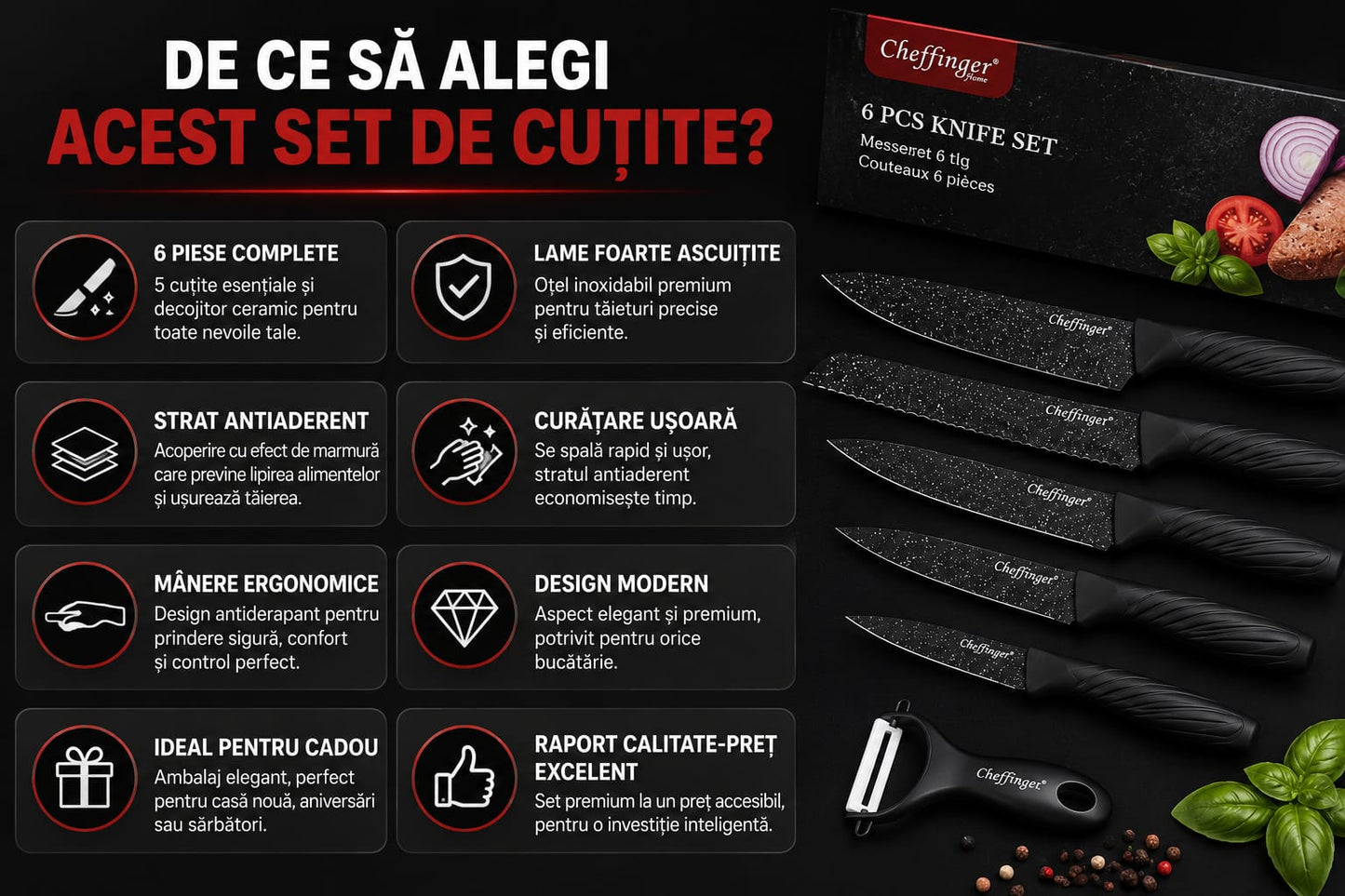 1 + 1 Set cutite 6 piese Calitate Superiora