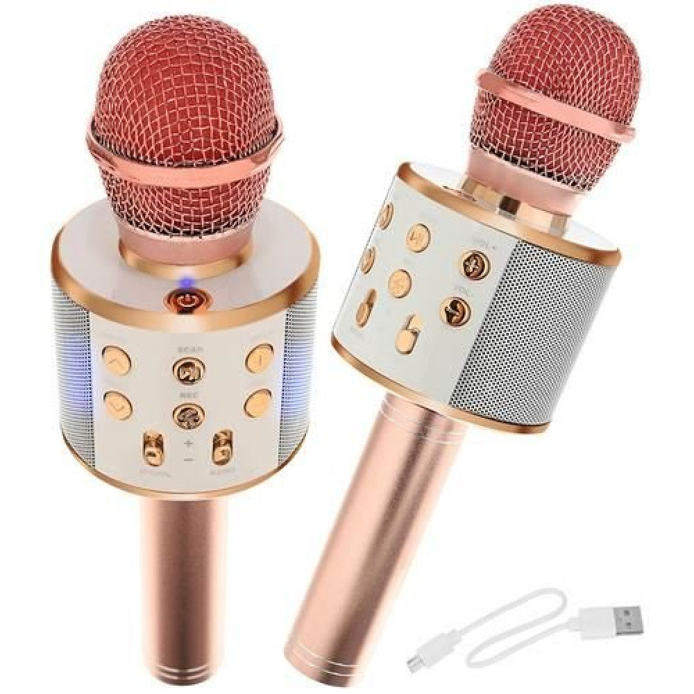 Microfon Karaoke, Bluetooth, Efecte Sonore, LED, Rose