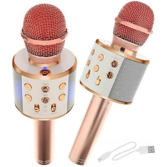Microfon Karaoke, Bluetooth, Efecte Sonore, LED, Rose