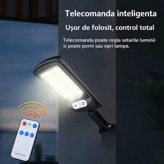 Oferta 1+1 GRATIS – Lampa Solara 300W 12 CELULE cu Senzor de Miscare si Telecomanda