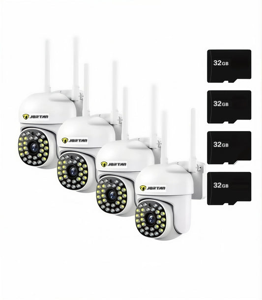 PACHET 4X Camera de Supraveghere, JORTAN JT-8161, WIFI, IP66, Wireless, NightVision Infrarosu + Card 32GB