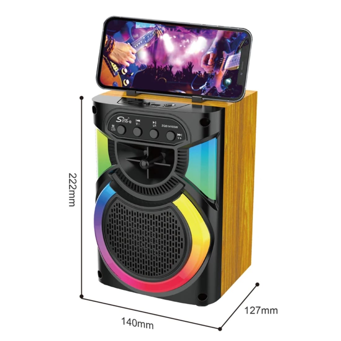 Boxă Bluetooth Portabilă Karaoke cu Microfon, Lumini LED RGB, USB, Card TF și Radio FM – Sunet Puternic pentru Petreceri + Încărcător Rapid Cadou
