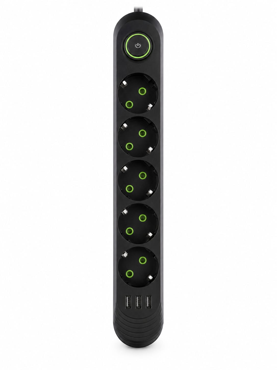 Prelungitor Electric 5 Prize si 3 Porturi USB, 2500W, Cablu 3 Metri, Intrerupator Individual, Protectie Supratensiune, Rezistent la Temperatura, Negru