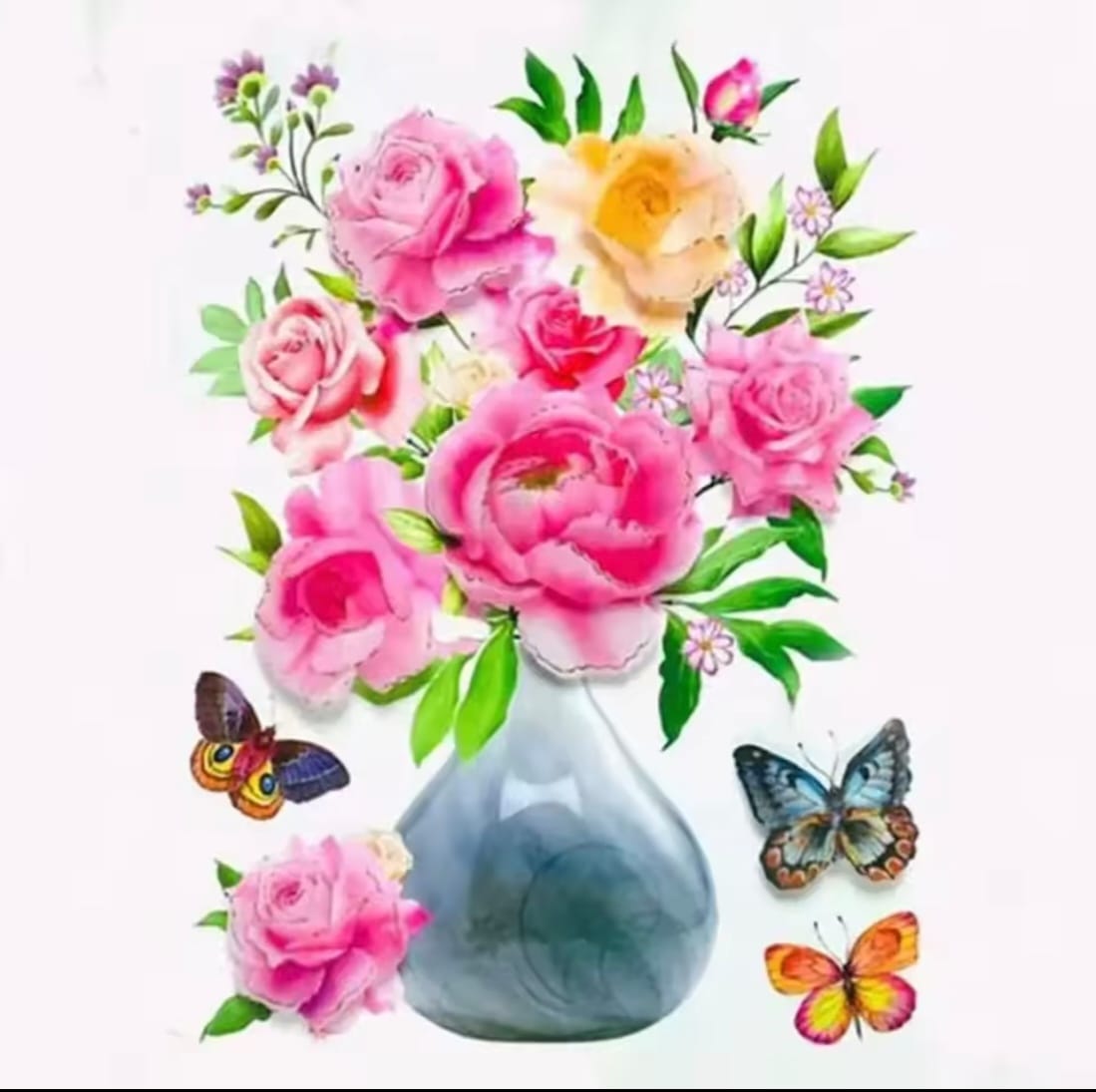 Set 4 Stickere Florale 3D Decorative pentru Perete, Autocolante Perete Flori, Decor Camera Living Dormitor Bucatarie, Sticker Wall Art