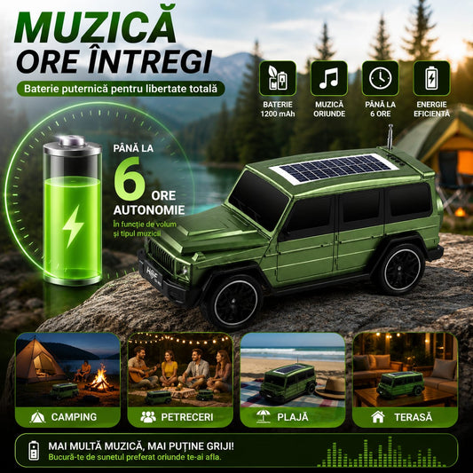 Boxă Portabilă Bluetooth H@F GU-162, 20W, Bluetooth 5.3, Încărcare Solară 1W, USB, TF Card, Radio FM, TWS Stereo, Hands-Free, Baterie 1200 mAh, USB-C, Verde