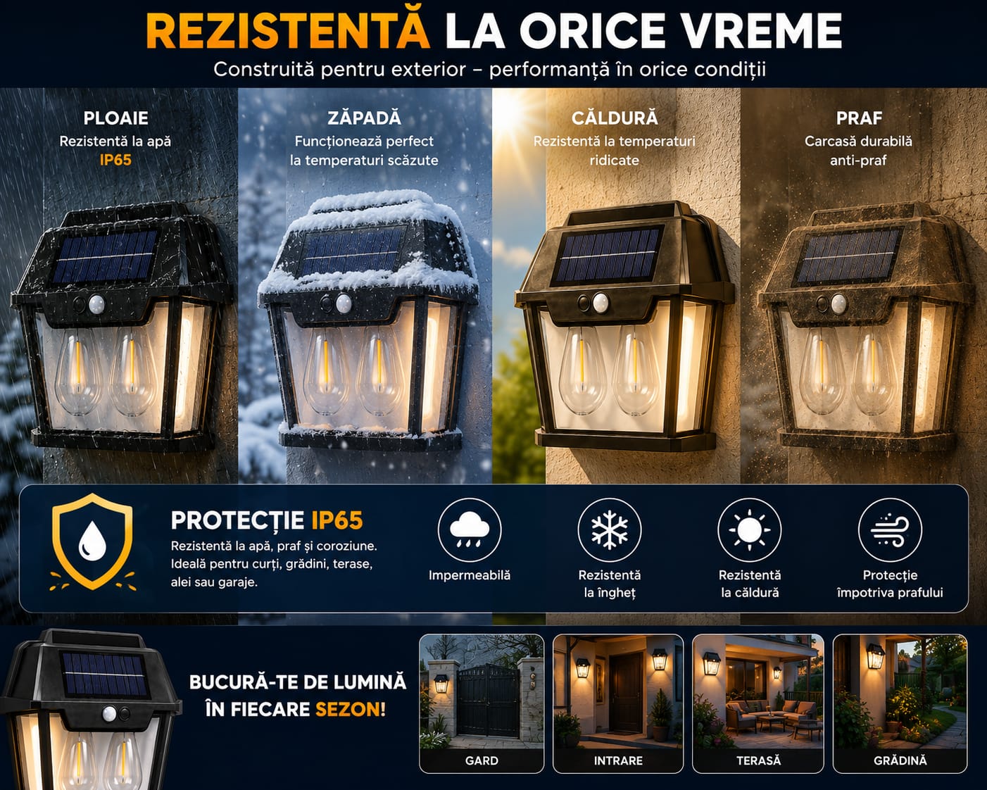 Lampă Solară LED Exterior G-916, cu Senzor de Mișcare PIR și Senzor Crepuscular, 28W, Panou Solar Integrat, 3 Moduri de Iluminare, IP65, Lumină Caldă, Pentru Curte, Grădină, Terasă, Gard