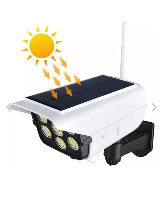 1+1 Lampa Solară cu Senzor de Mișcare Design Cameră Supraveghere, 77 LED SMD, 2100lm, Telecomandă inclusă